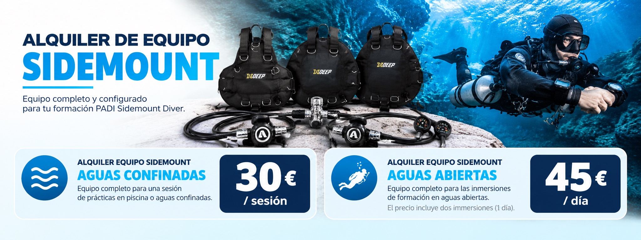 Curso PADI Sidemount Diving - DIVEMADRID - BUCEO MADRID