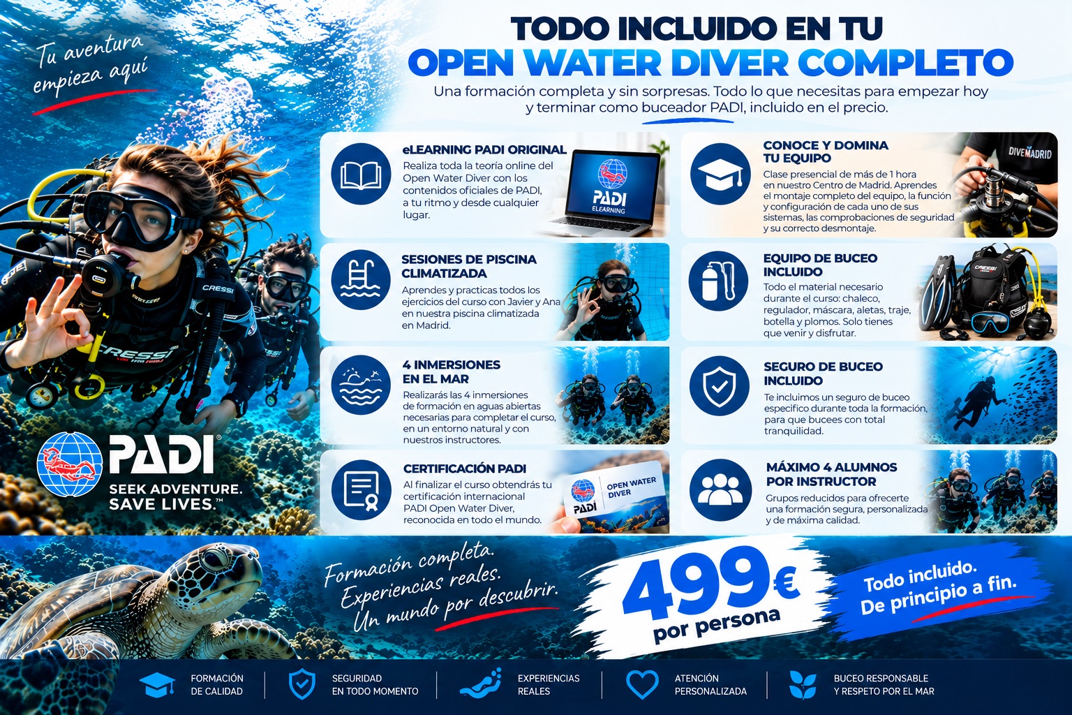 CURSO OPEN WATER DIVER COMPLETO MADRID