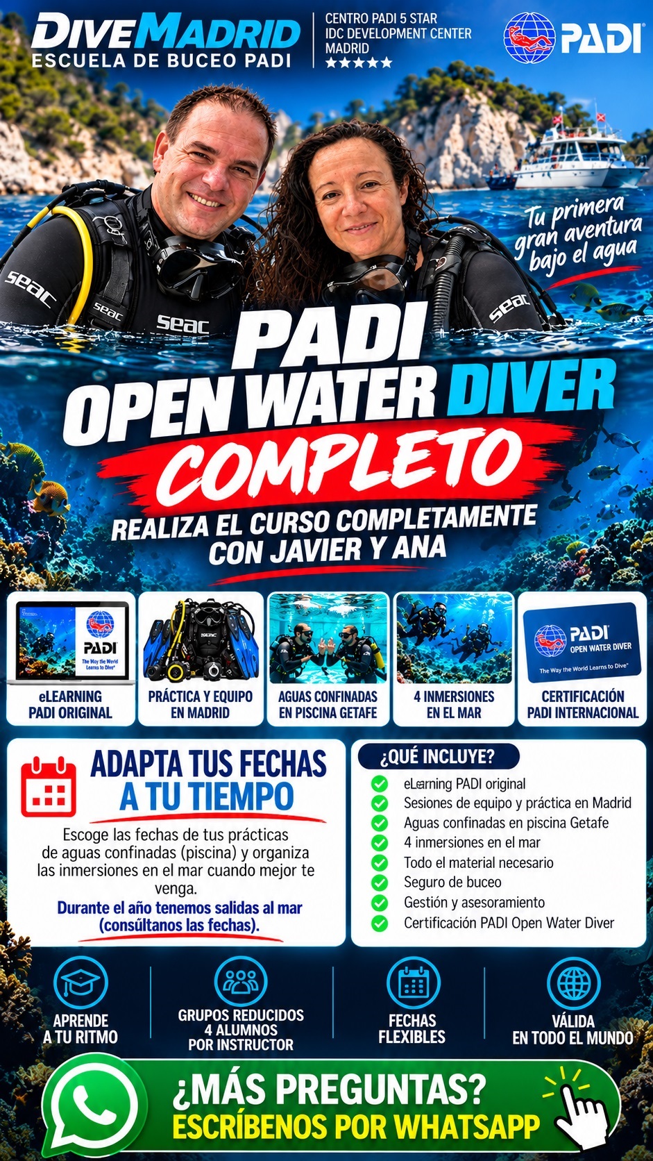 DIVEMADRID centro PADI de buceo en Madrid
