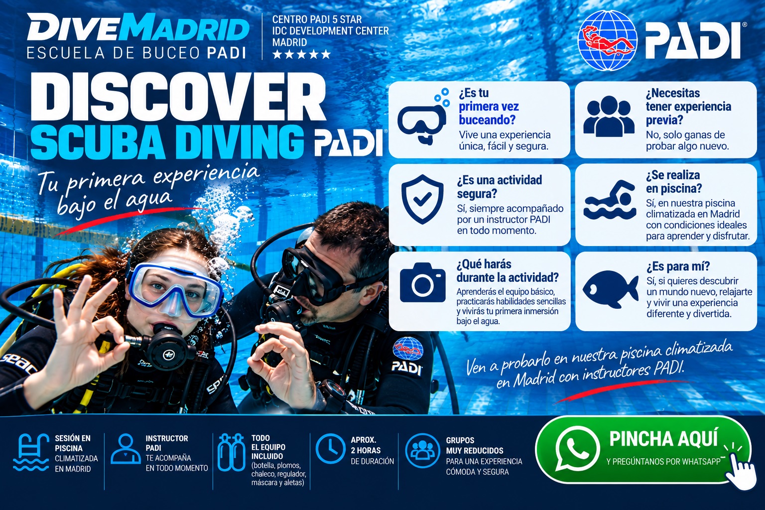 Descubre el buceo en Madrid CON PADI