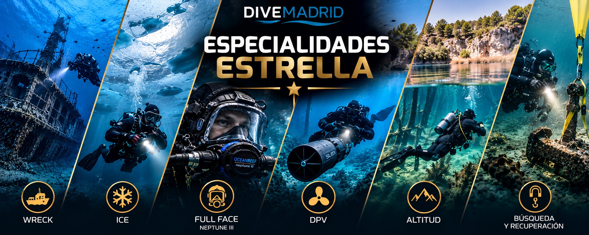 Especialidades PADI Estrella DIVEMADRID