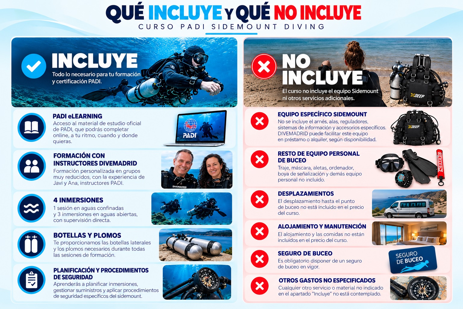 Curso PADI Sidemount Diving - DIVEMADRID - BUCEO MADRID