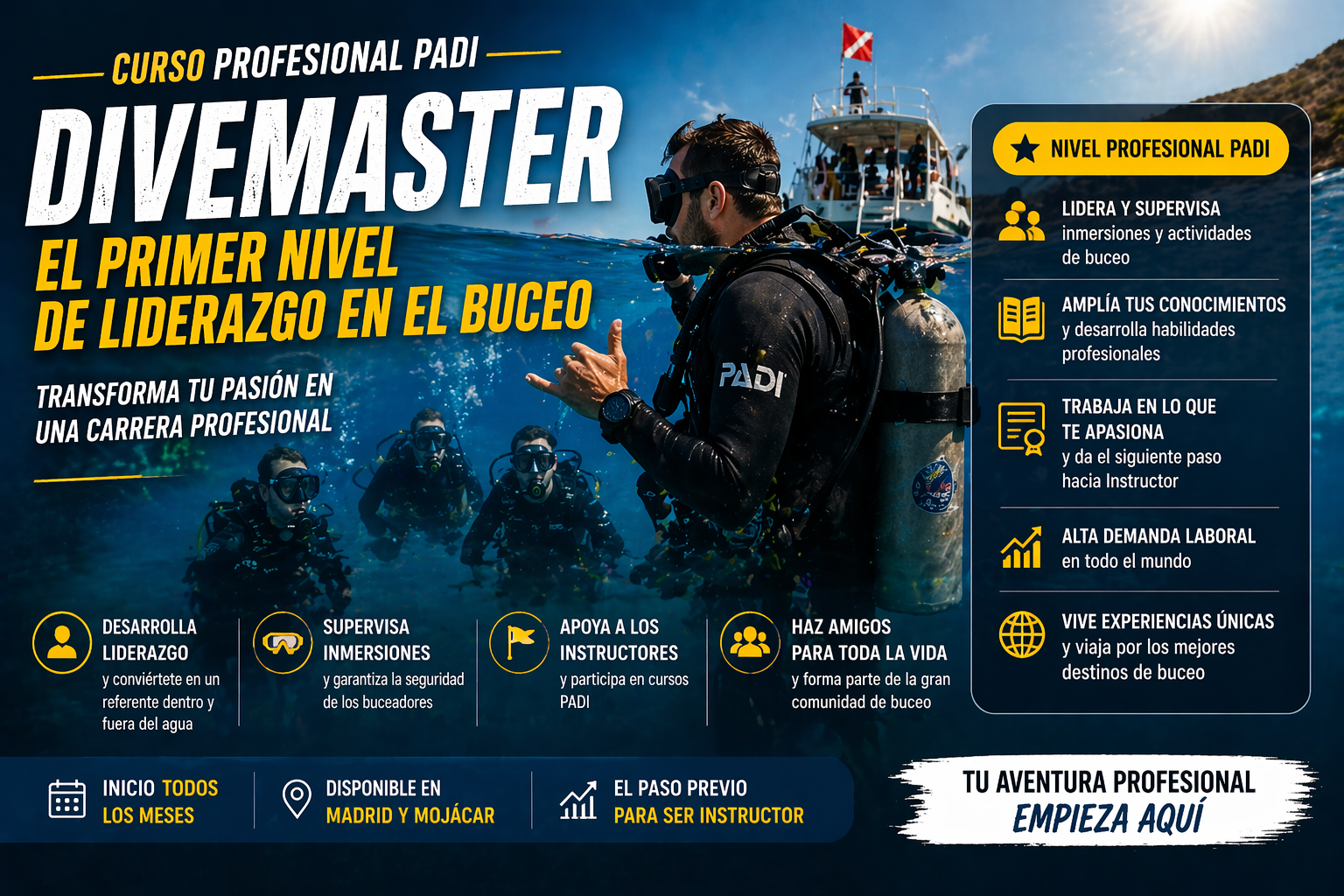 curso divemaster PADI en madrid